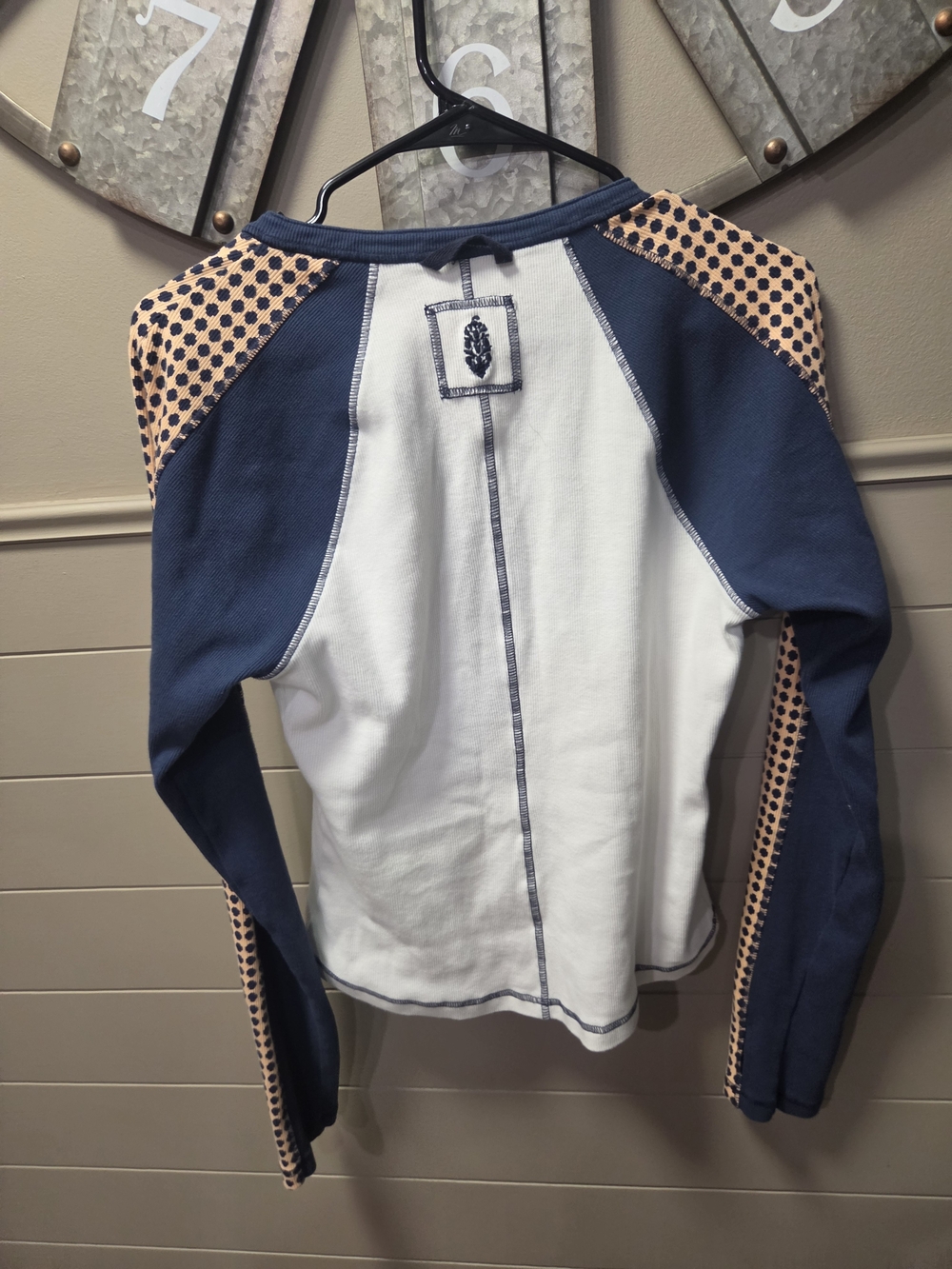 Free People Movement Long-Sleeve Raglan Top - Navy, White & Peach